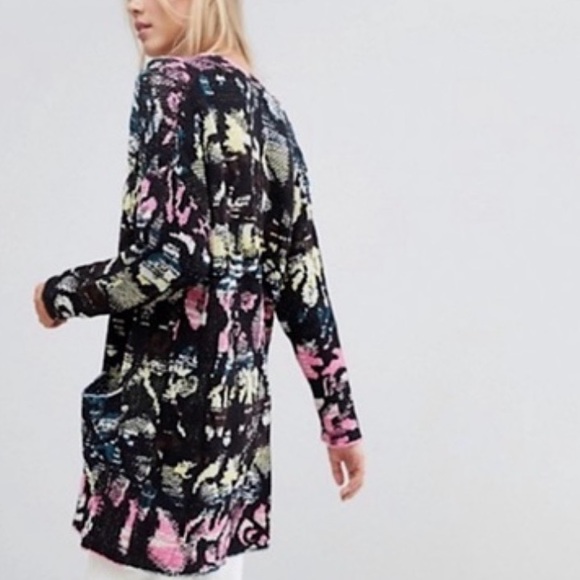 Free People Think Twice Multicolor Knit Oversized Cardigan Sweater - Picture 3 of 12